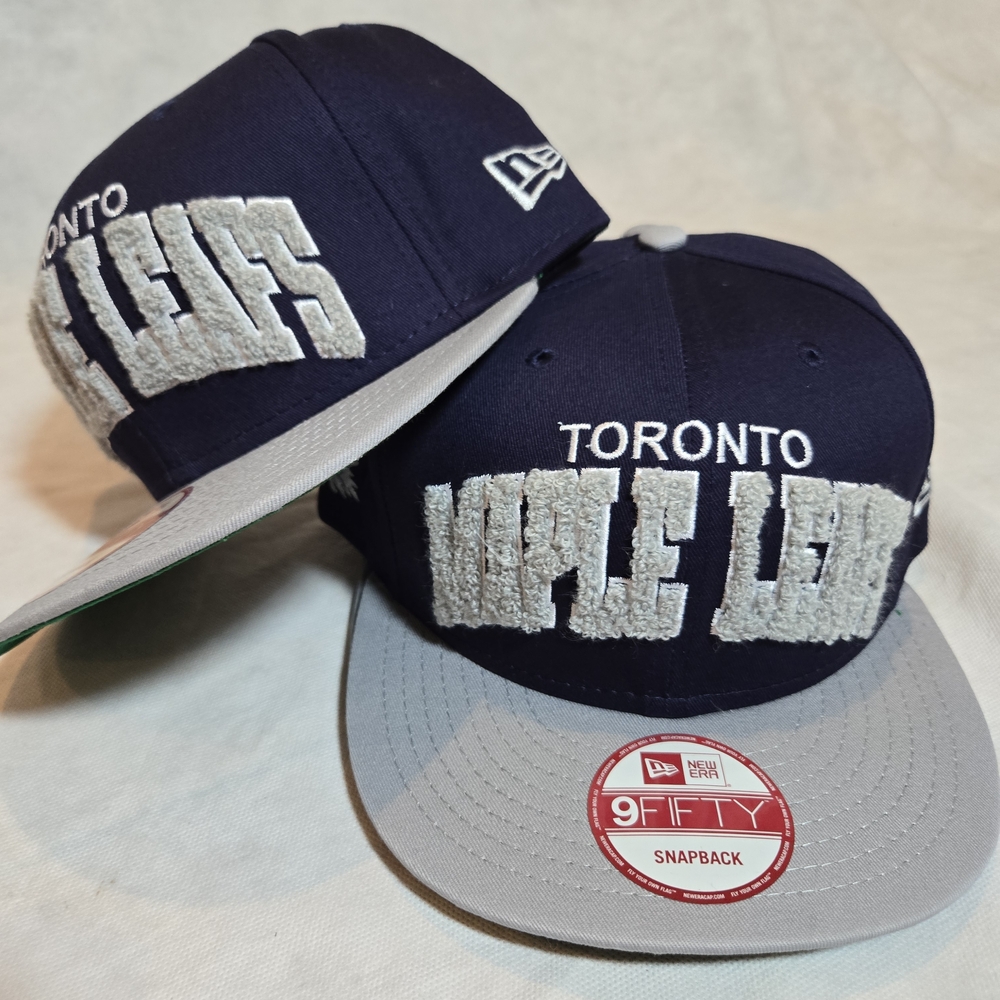 Toronto Maple Leafs CHENILLE-ARCH SNAPBACK Navy-Grey Hat by New Era